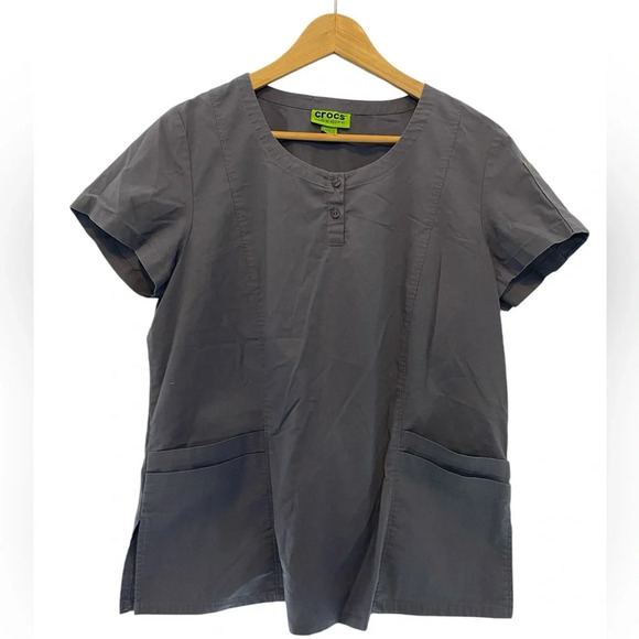 CROCS Medical Scrub Tops Shirt W/ Pockets Gray Women's Size Medium - Picture 1 of 10